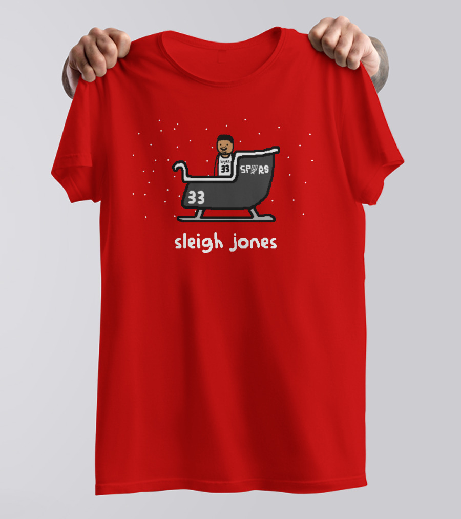Sleigh Jones Spurs 33 Holiday Merch NBA Paint T-Shirt