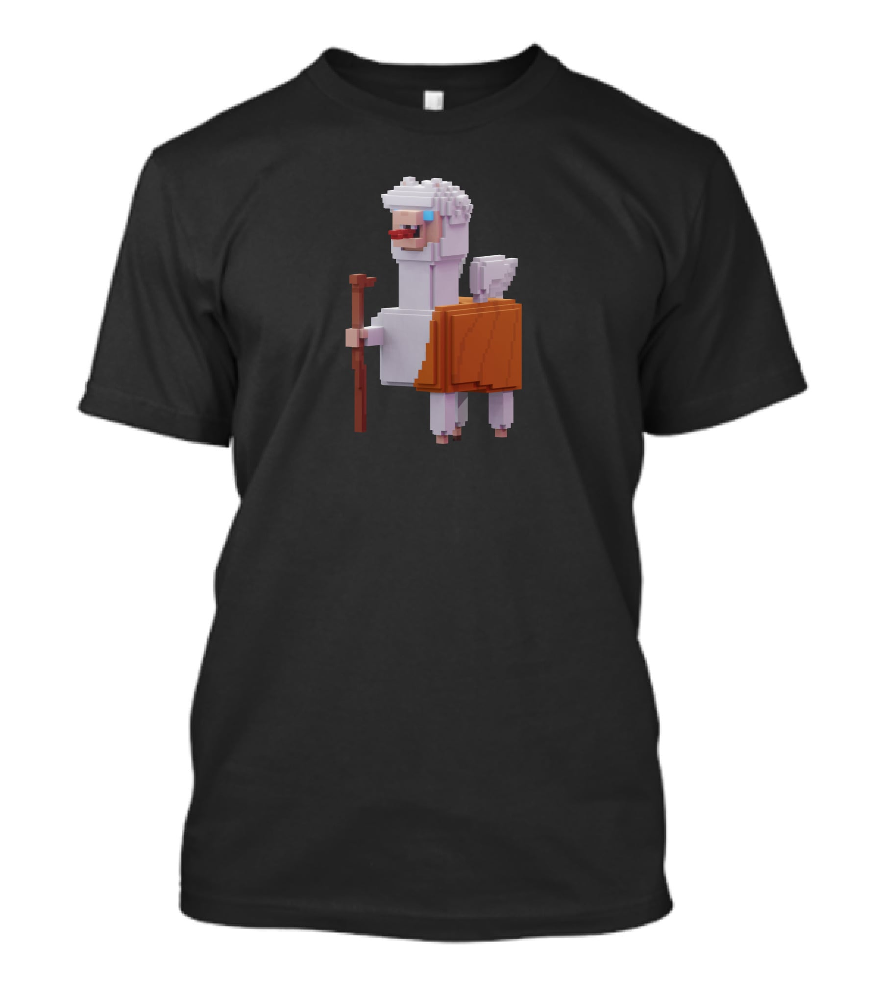 Pacaverse Alpacadabraz Pixel Alpaca Character With Stick And Saddle T-Shirt