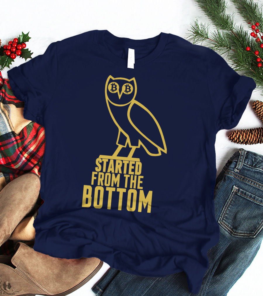Mr Hodl Bitcoin Started From The Bottom Owl Bitcoin Eyes T-Shirt