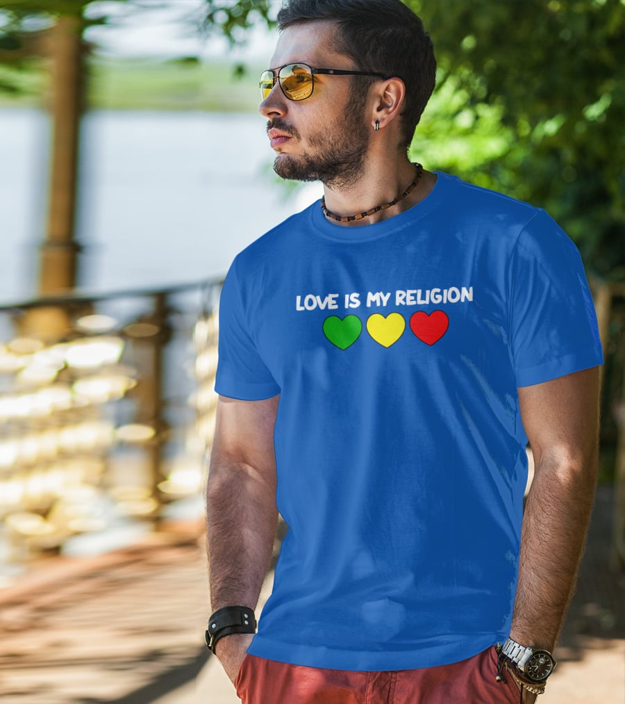 Ziggy Marley Love Is My Religion Green Yellow Red Hearts T-Shirt