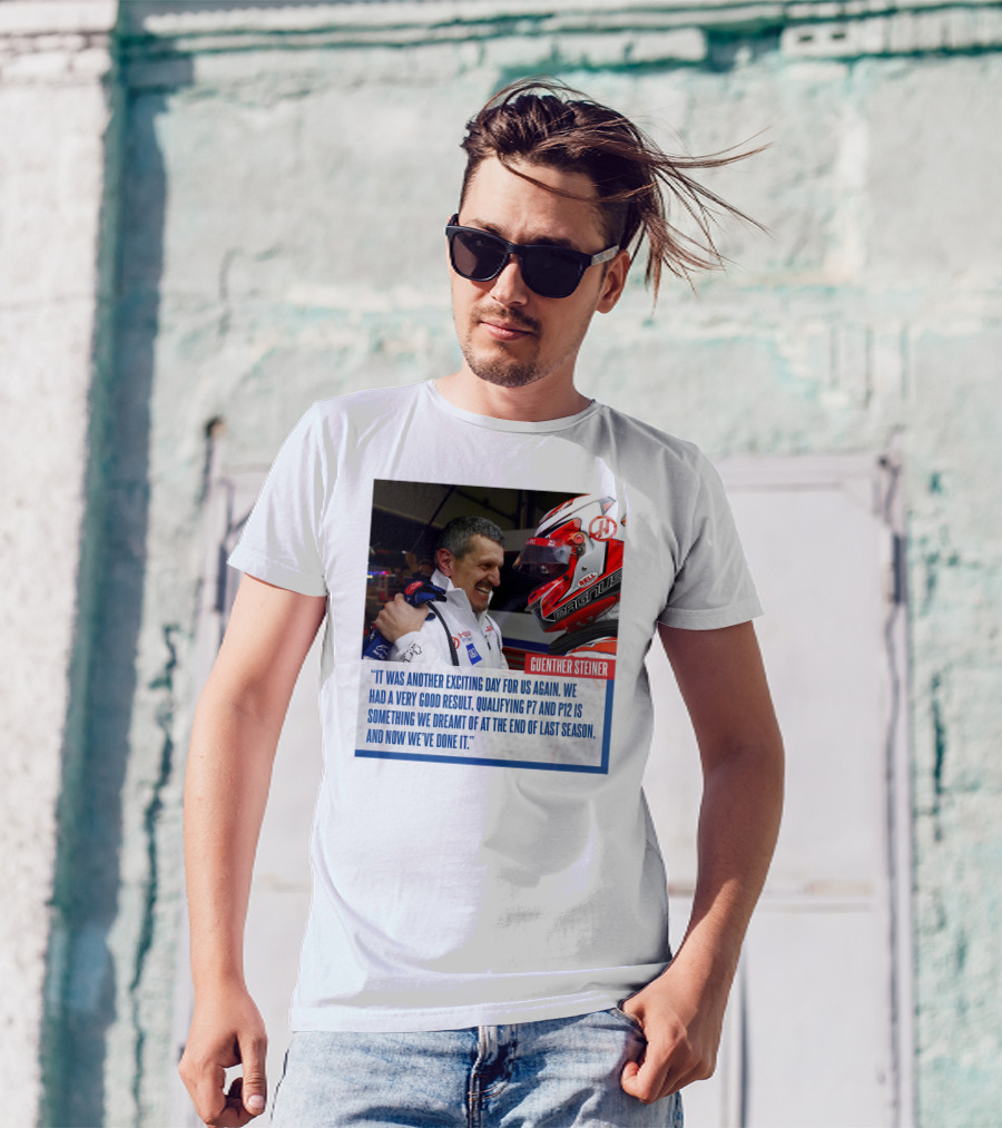 Guenther Steiner Haas F1 Bahrain GP Qualifying P7 P12 Achievement T-Shirt