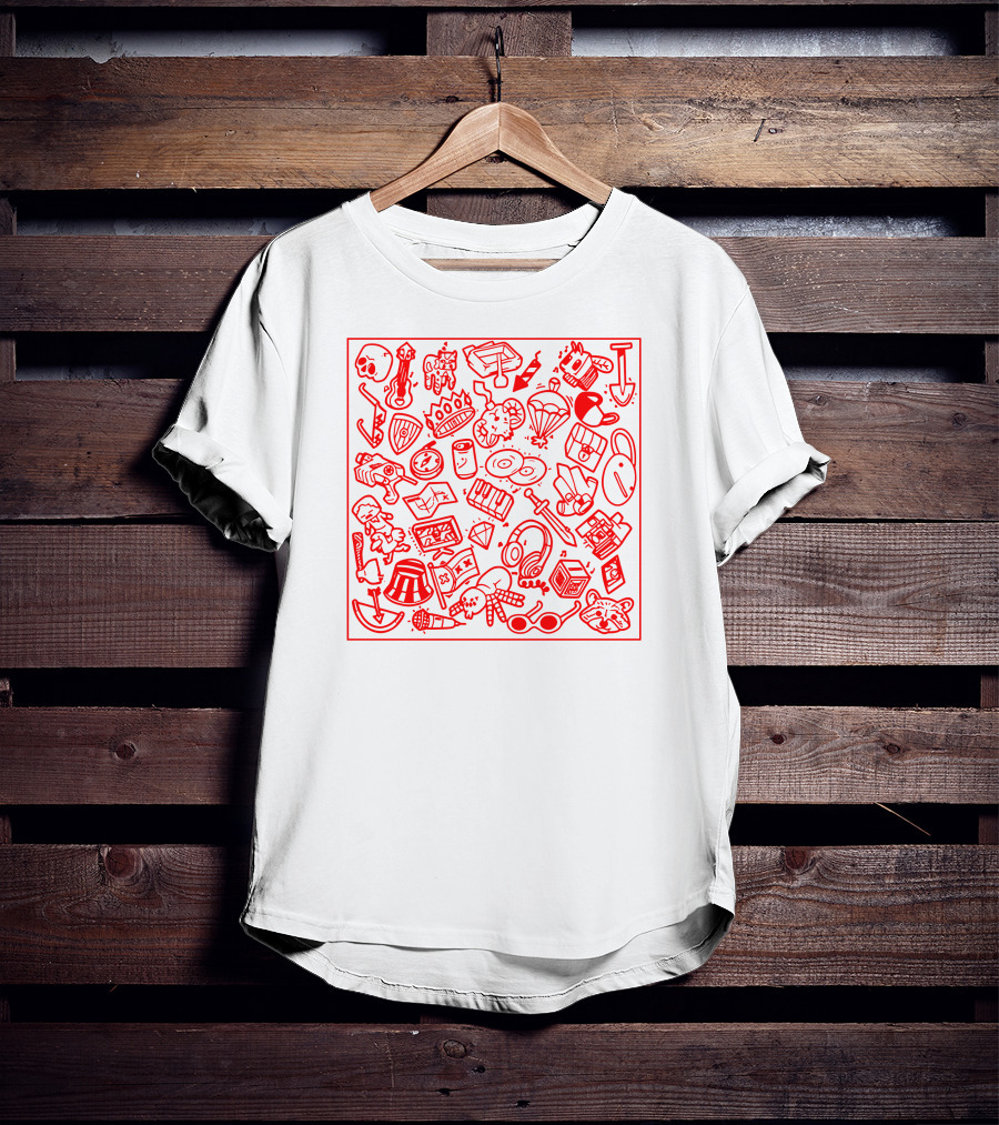 Tommyinnit Store Iconic Red Doodle Collection T-Shirt