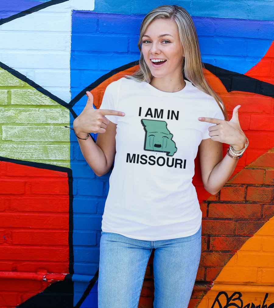 I Am In Missouri Crying State Map T-Shirt