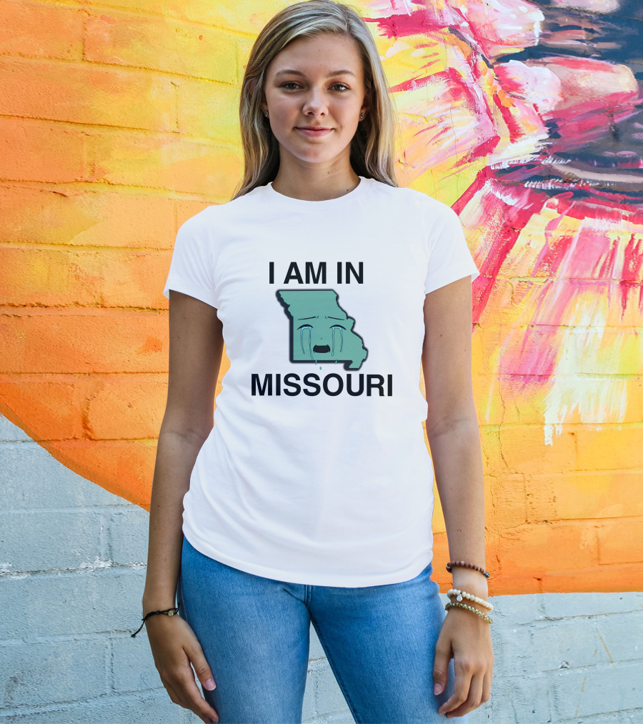 I Am In Missouri Crying State Map T-Shirt