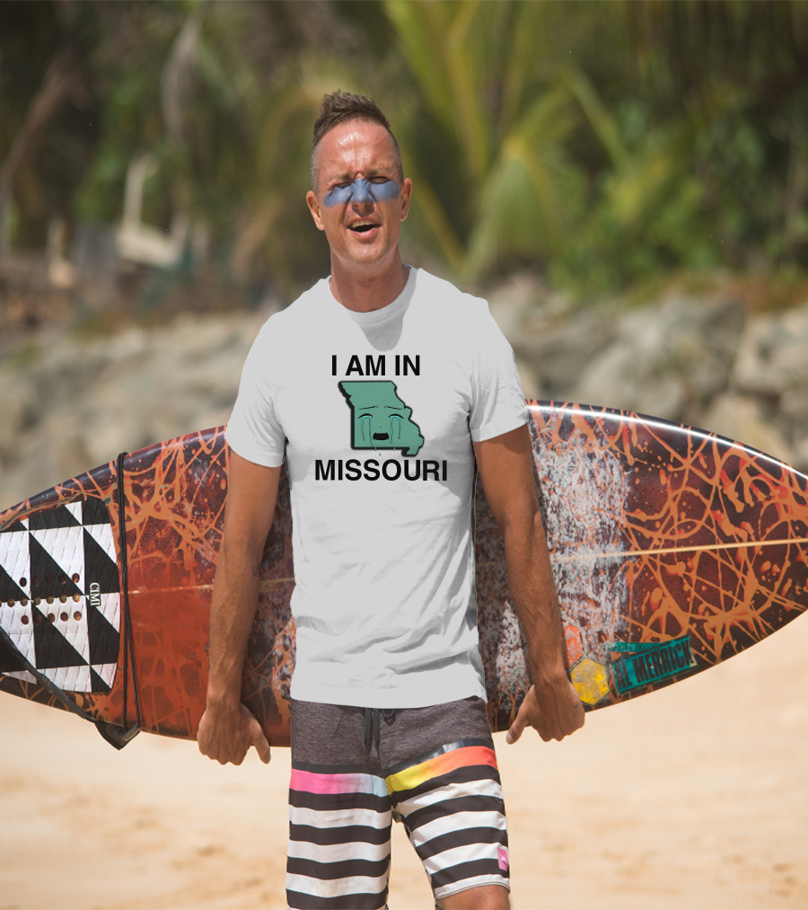 I Am In Missouri Crying State Map T-Shirt