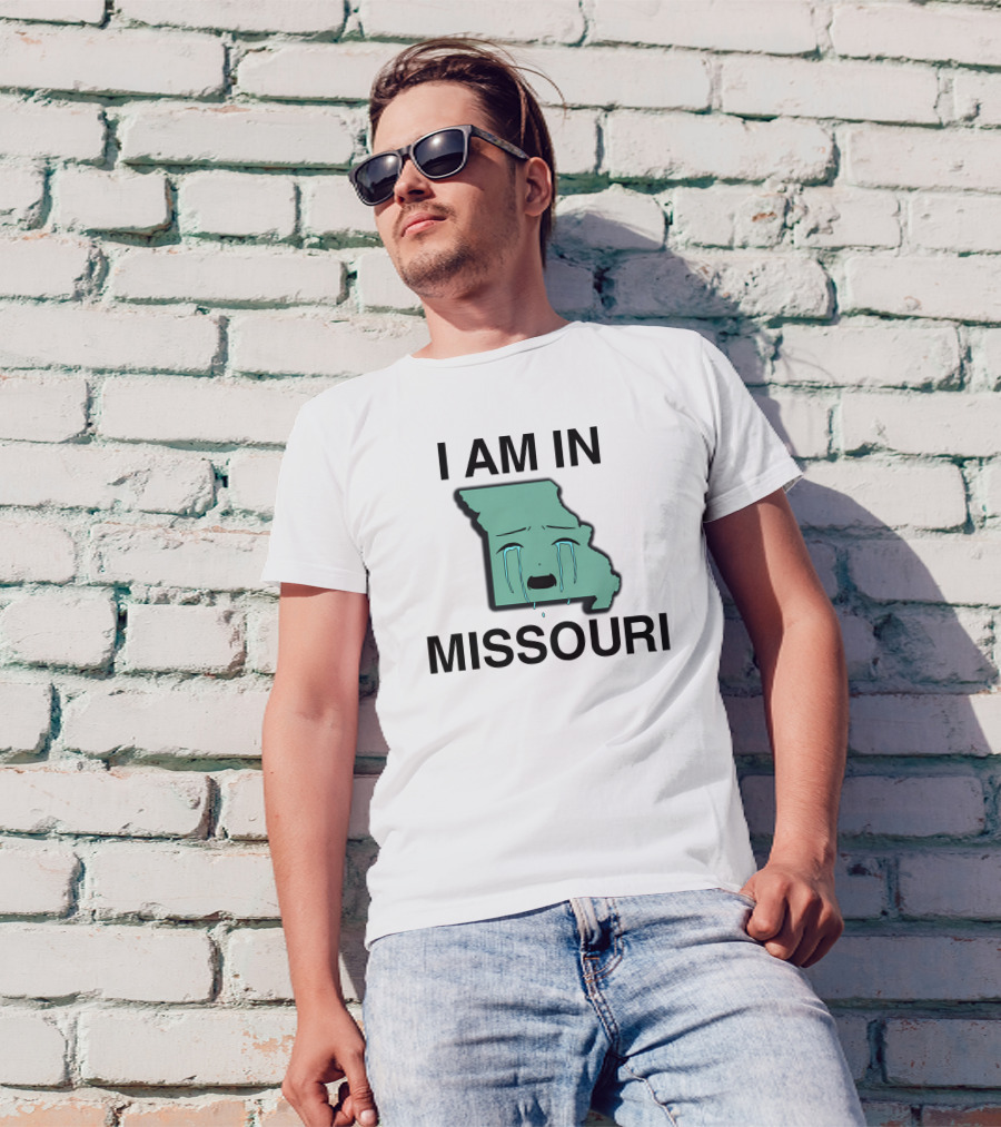 I Am In Missouri Crying State Map T-Shirt