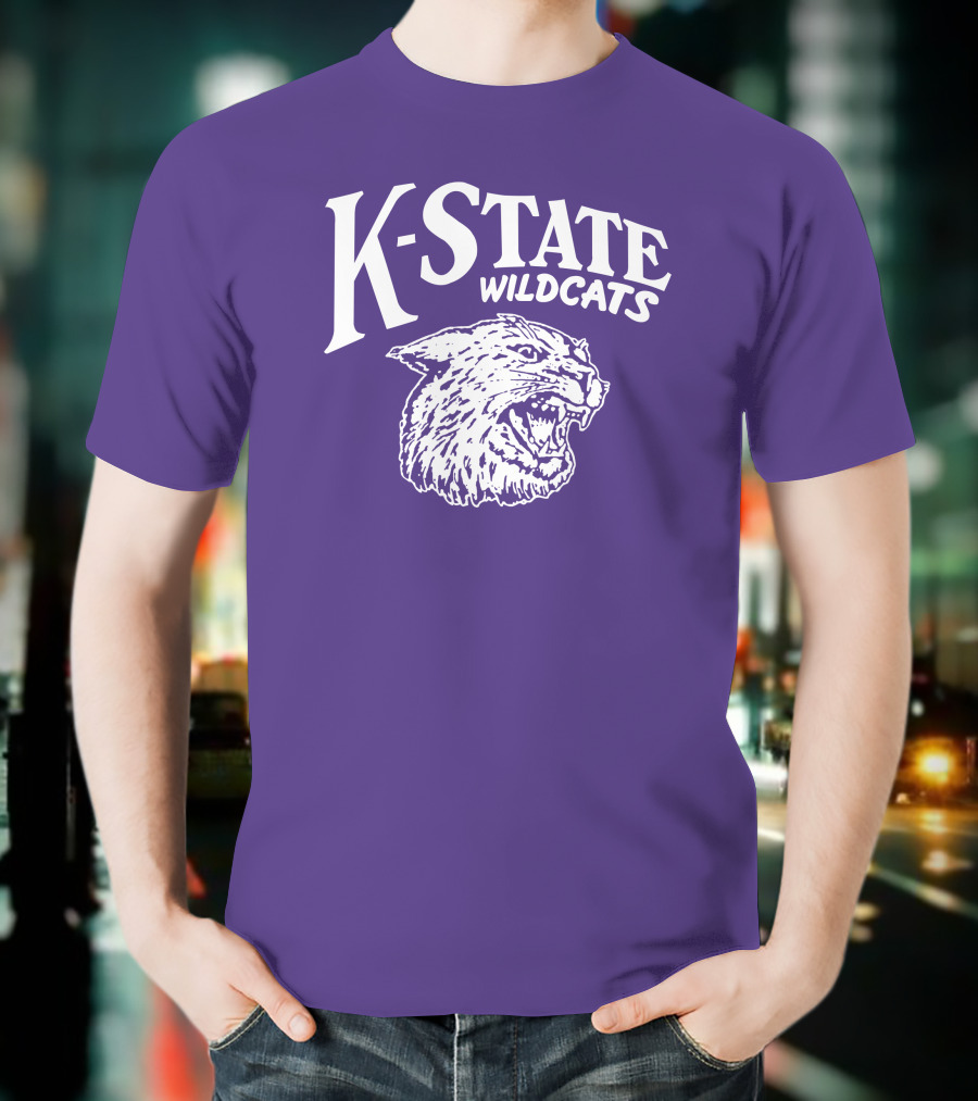 Charlie Hustle K-State Wildcats Vintage Purple Mascot T-Shirt