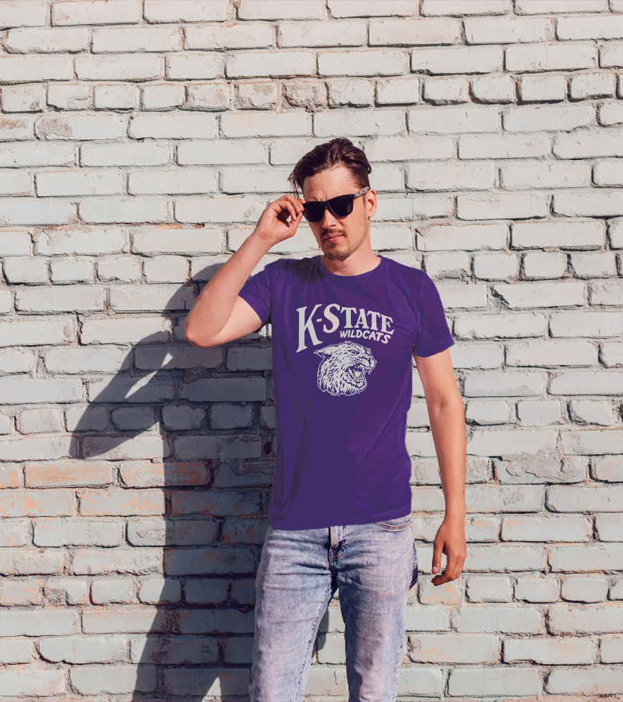 Charlie Hustle K-State Wildcats Vintage Purple Mascot T-Shirt
