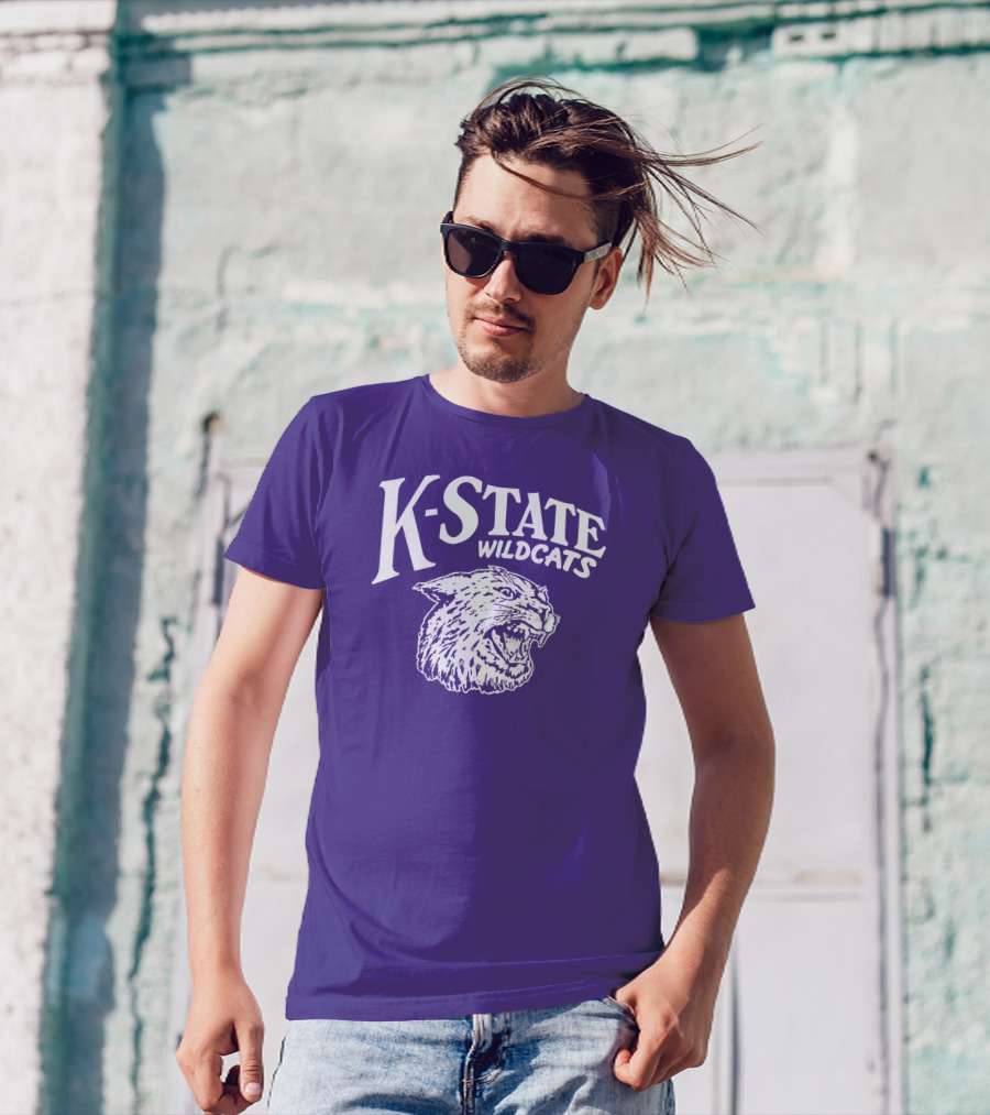 Charlie Hustle K-State Wildcats Vintage Purple Mascot T-Shirt