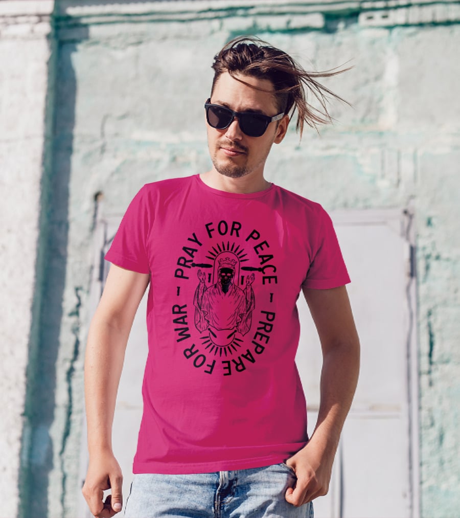 Lord Bell Pray For Peace Prepare For War Skeleton Halo T-Shirt