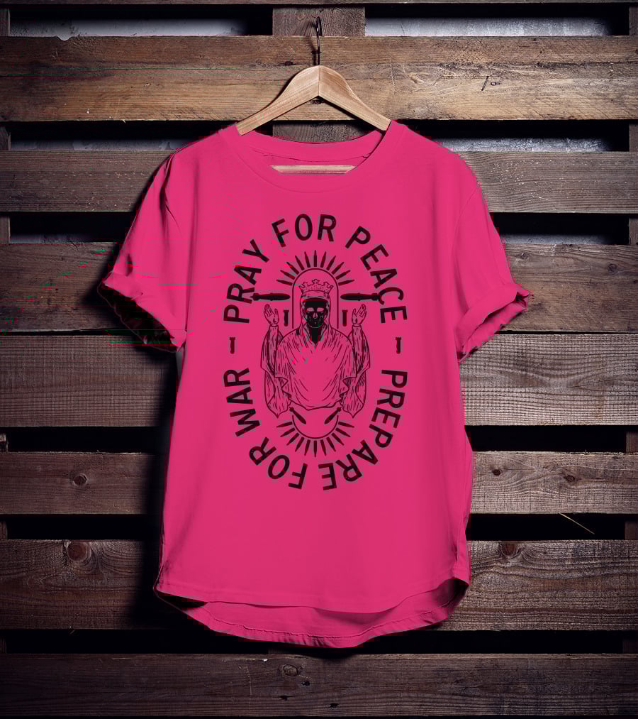 Lord Bell Pray For Peace Prepare For War Skeleton Halo T-Shirt