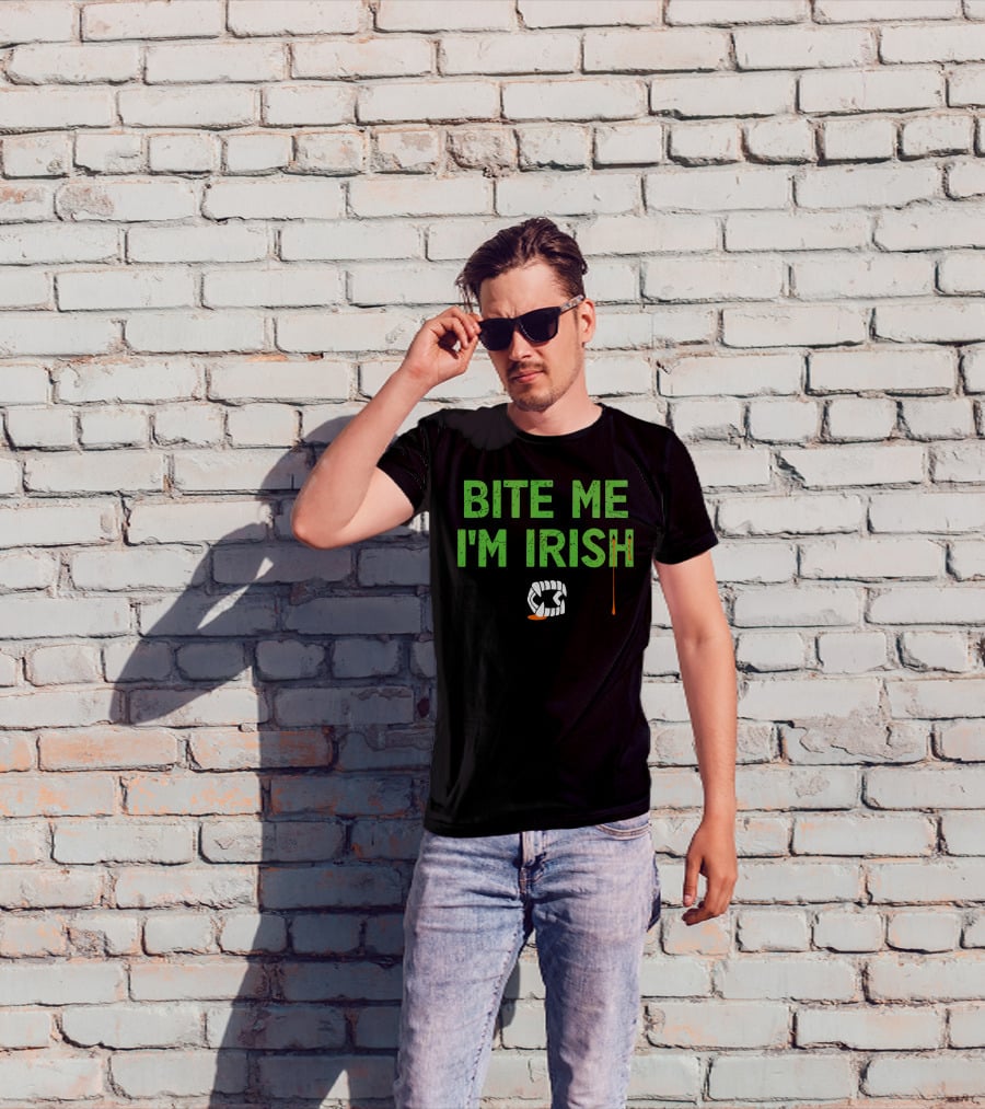 Tizzyent Bite Me I'm Irish With Dripping Blood And Fangs T-Shirt