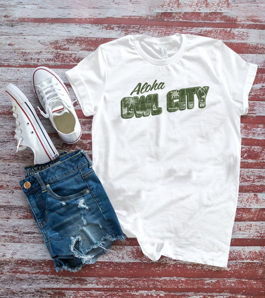 Aloha Owl City Palm Tree Green Tropical T-Shirt