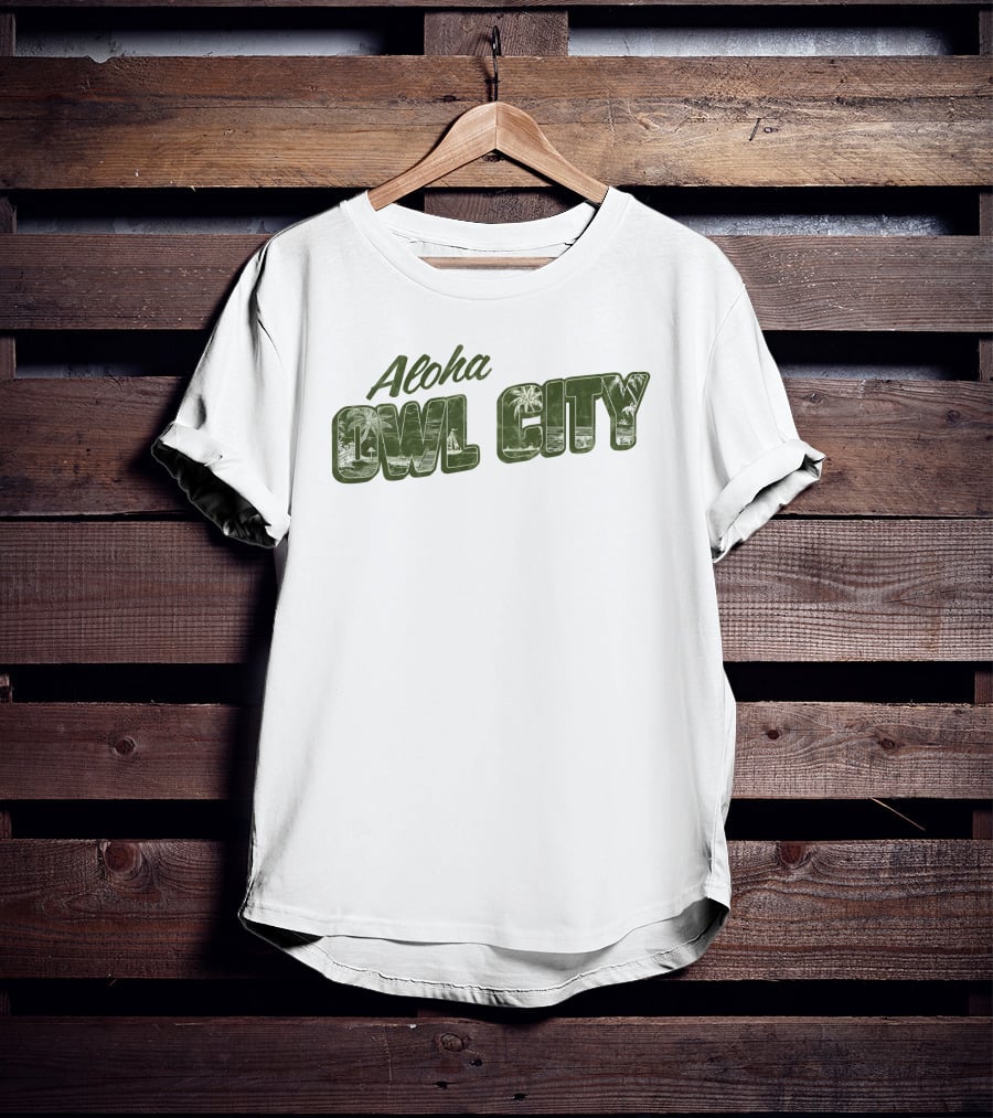 Aloha Owl City Palm Tree Green Tropical T-Shirt