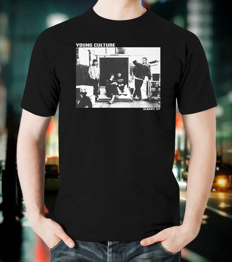 Young Culture Live Hanging Out In Albany NY Black And White Band Photo T-Shirt