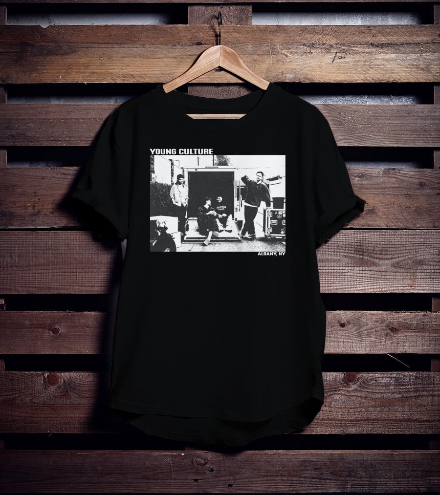 Young Culture Live Hanging Out In Albany NY Black And White Band Photo T-Shirt