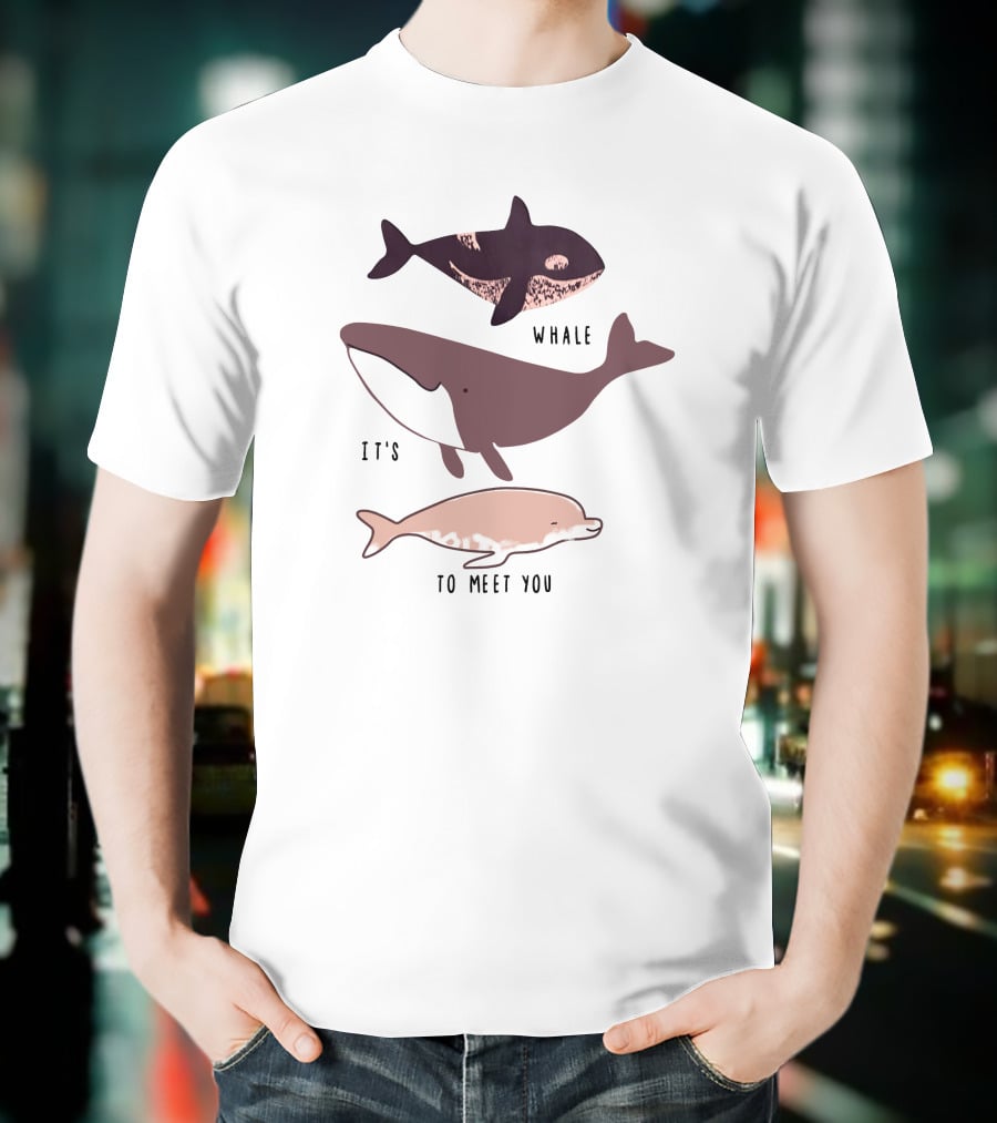 Whale It's To Meet You Playful Ocean Creatures T-Shirt
