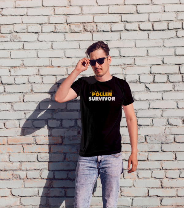 Shitheadsteve Store Pollen Survivor Bold Allergy Humor T-Shirt