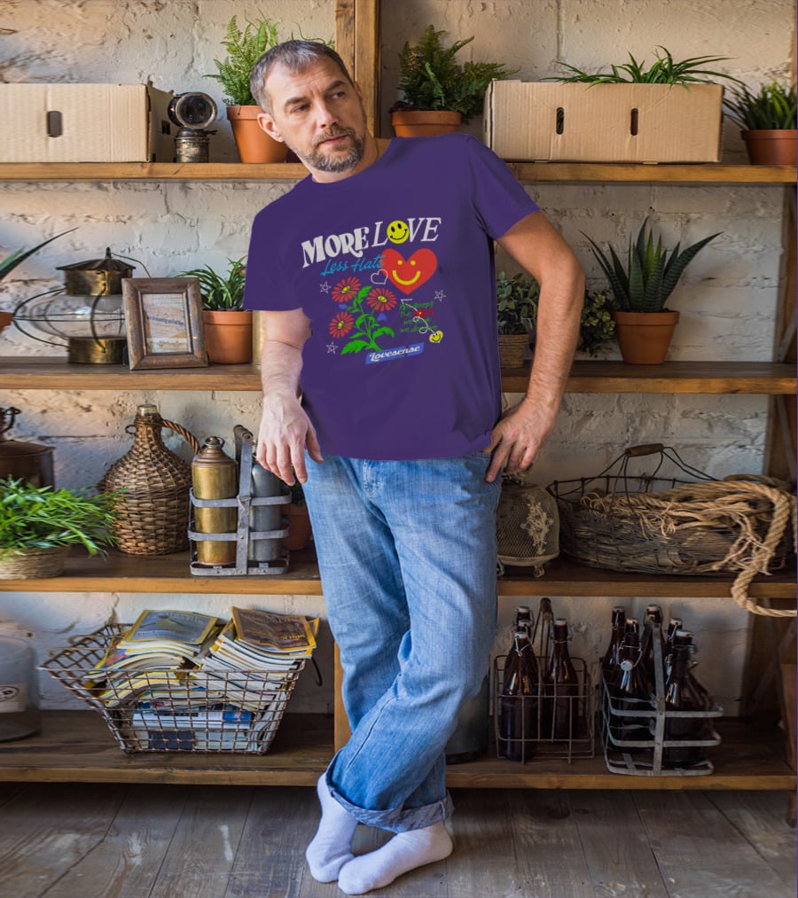 MORE LOVE Less Hate Smile Heart Flowers Stars Lovsense T-Shirt