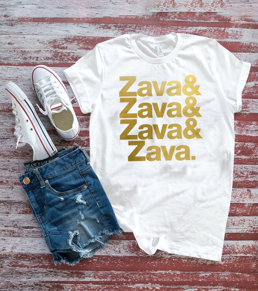 Zava Zava Zava Zava Gold Text Repetition T-Shirt