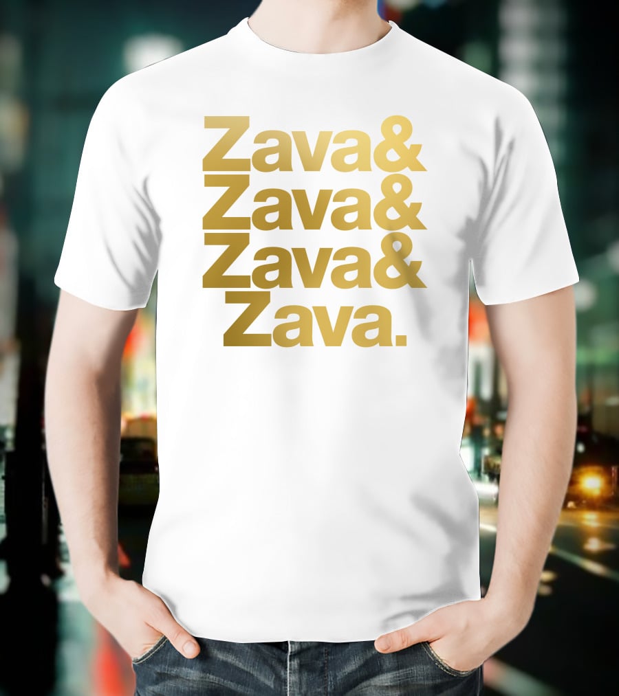 Zava Zava Zava Zava Gold Text Repetition T-Shirt