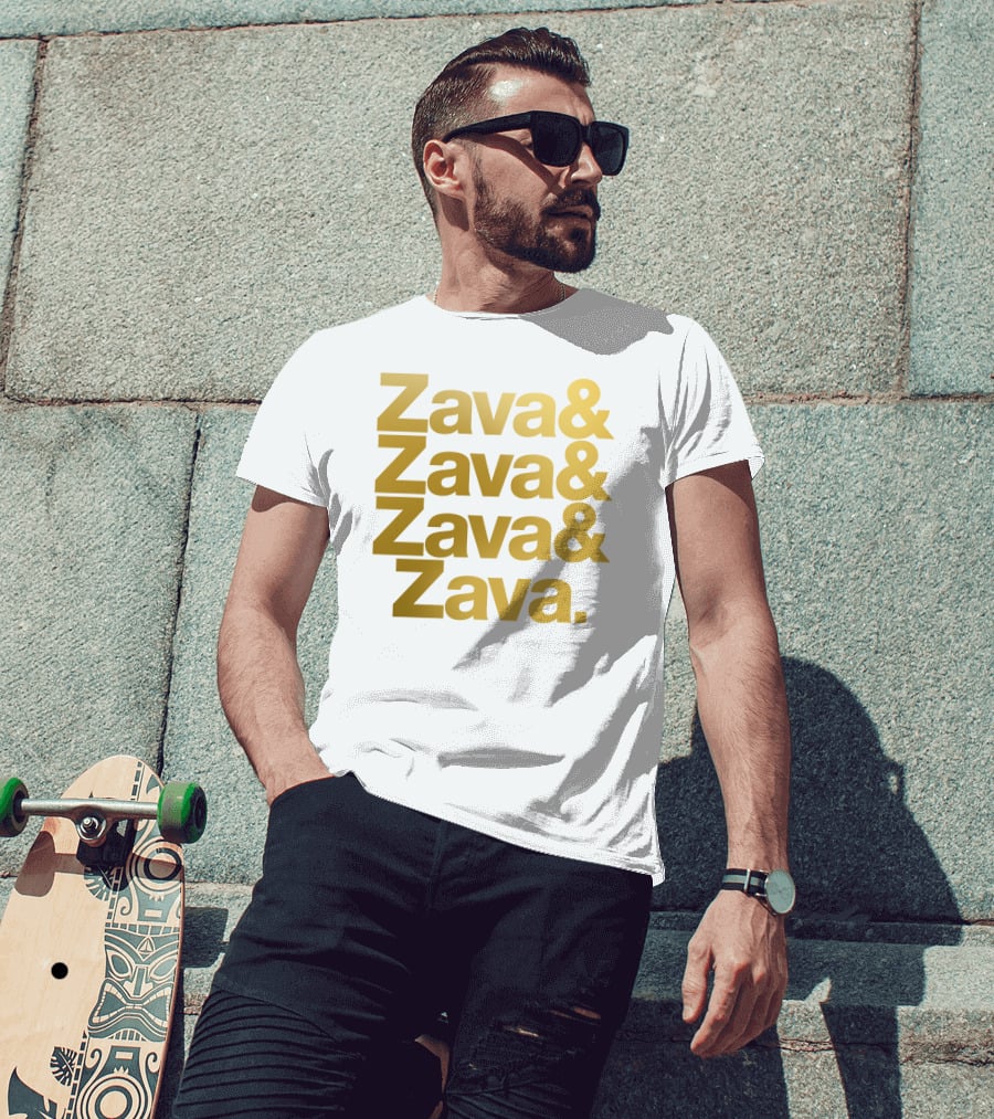 Zava Zava Zava Zava Gold Text Repetition T-Shirt