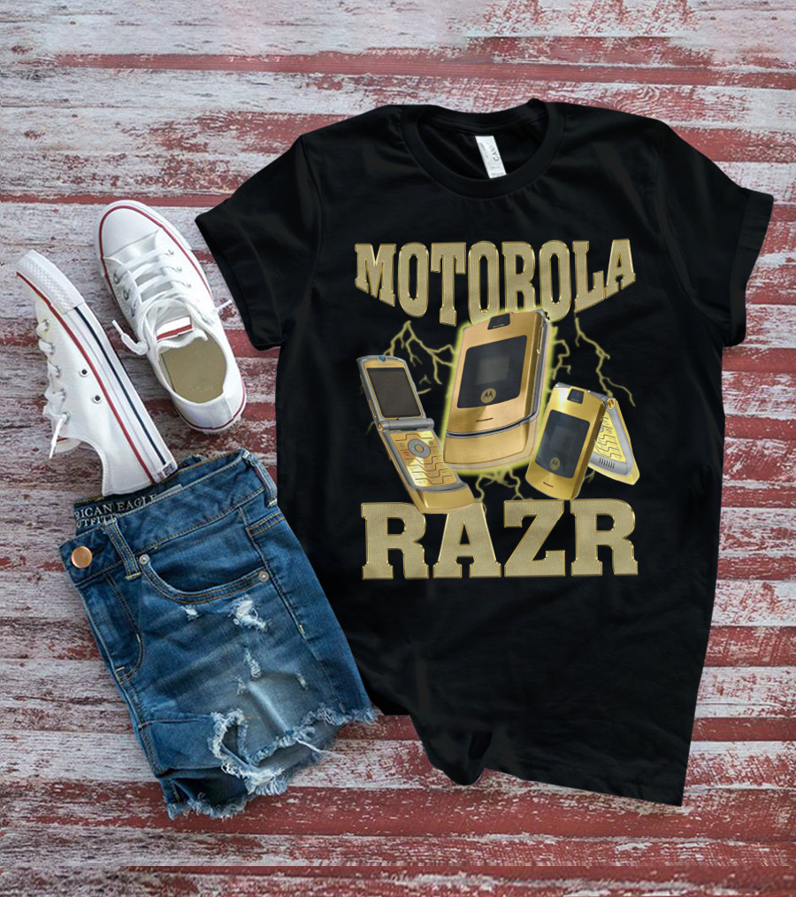 MOTOROLA RAZR Gold Flip Phone Lightning T-Shirt