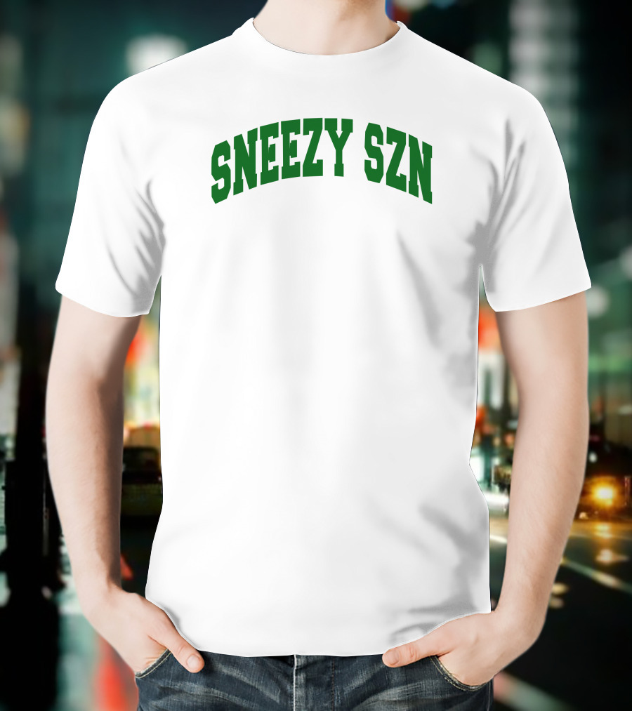 Sneezy Szn Green Text Arched T-Shirt