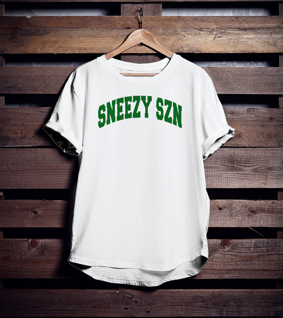 Sneezy Szn Green Text Arched T-Shirt