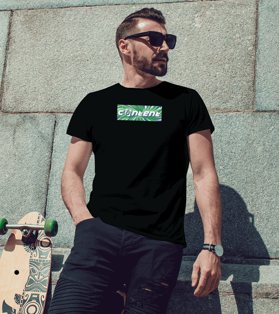 Content Bold Logo Green And Purple Swirl Aboutimejoey T-Shirt