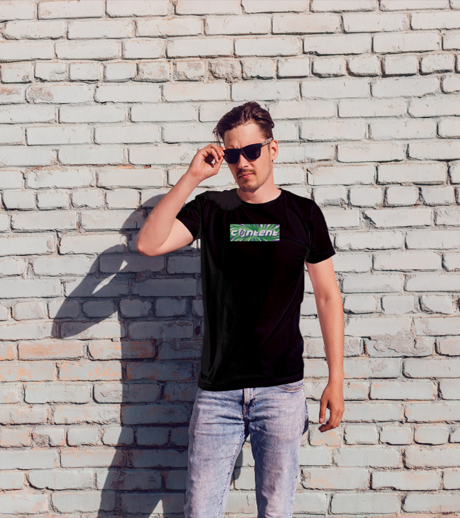 Content Bold Logo Green And Purple Swirl Aboutimejoey T-Shirt