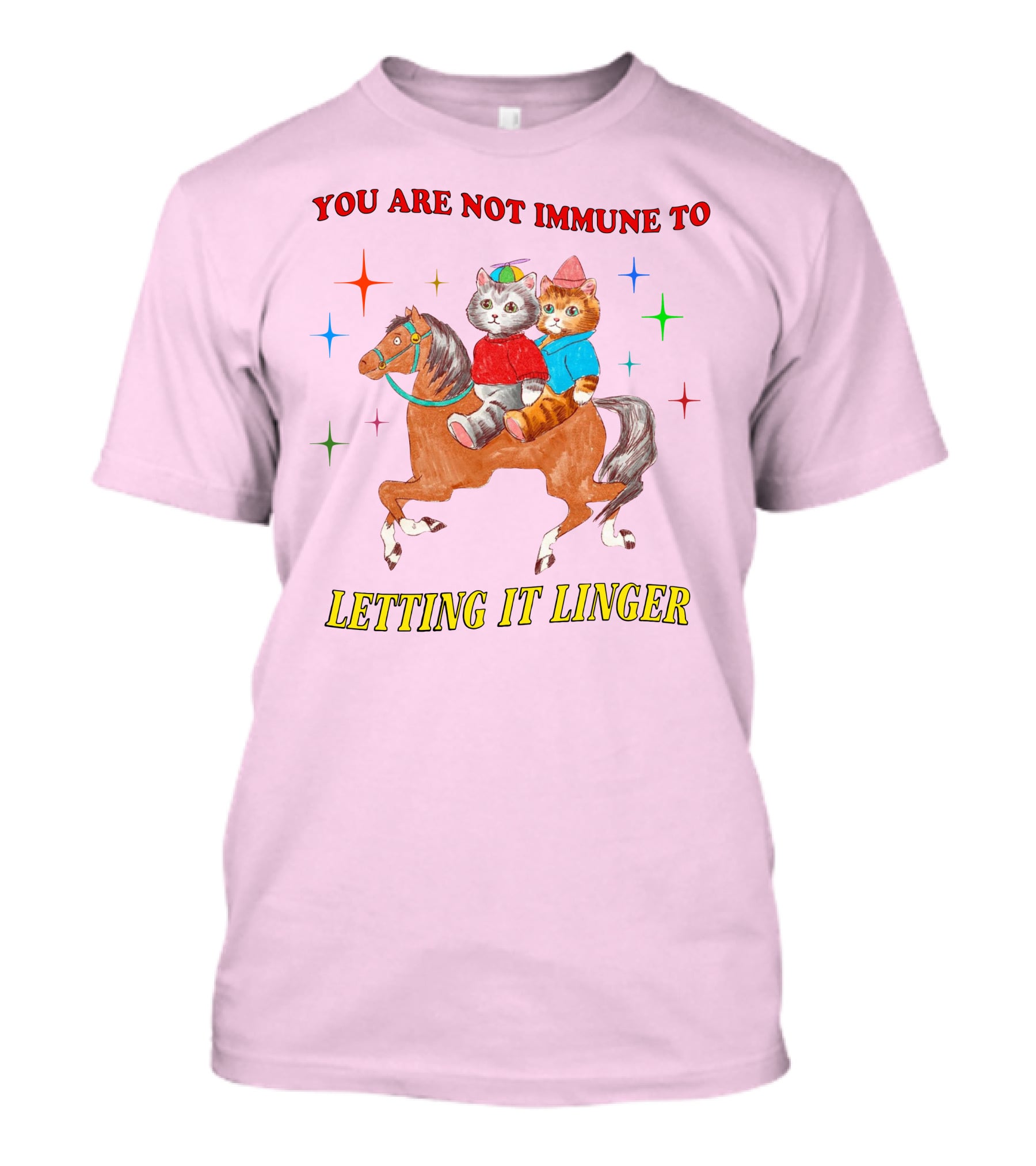 You Are Not Immune To Letting It Linger Cats On Horse With Colorful Stars T-Shirt