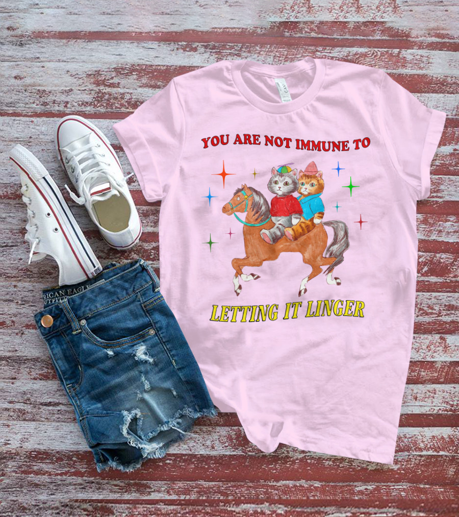 You Are Not Immune To Letting It Linger Cats On Horse With Colorful Stars T-Shirt