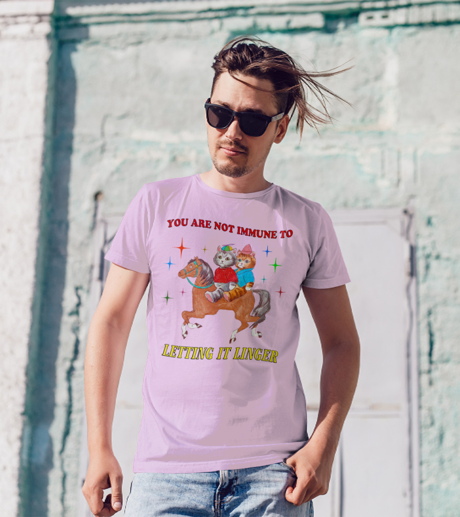You Are Not Immune To Letting It Linger Cats On Horse With Colorful Stars T-Shirt