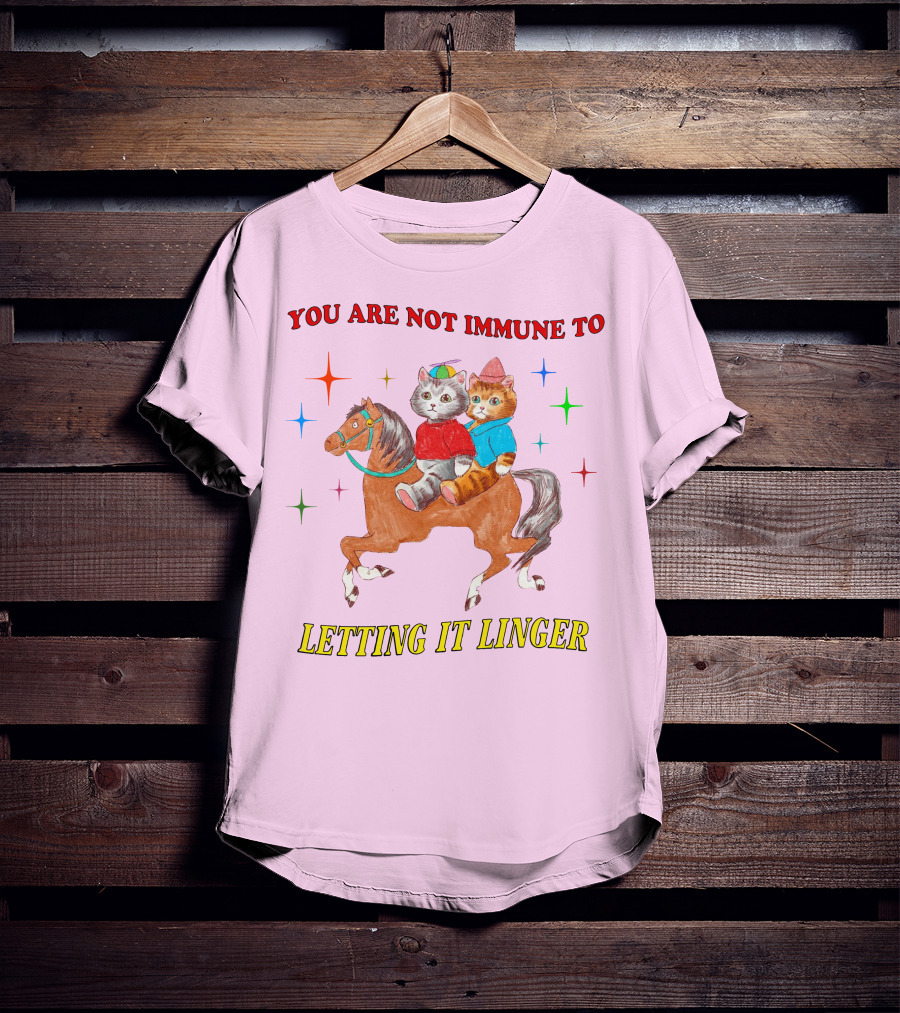 You Are Not Immune To Letting It Linger Cats On Horse With Colorful Stars T-Shirt