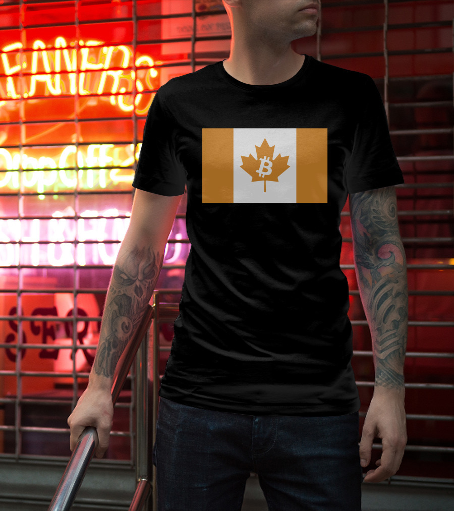 The Best Business Show Merch Bitcoin Canada Maple Leaf Orange Flag T-Shirt