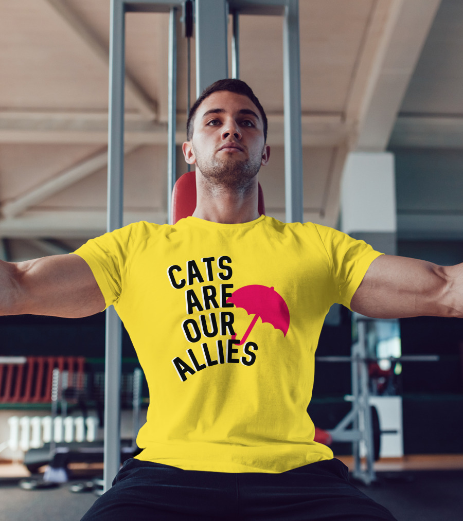 Cats Are Our Allies Red Umbrella T-Shirt