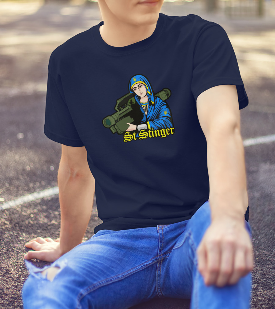 St Stinger Iconic Imagery Featuring Religious Warrior With Launcher T-Shirt