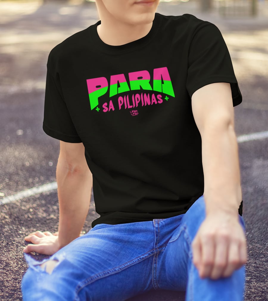 Gensanispink Para Sa Pilipinas Linya-Linya Pink And Green Text T-Shirt