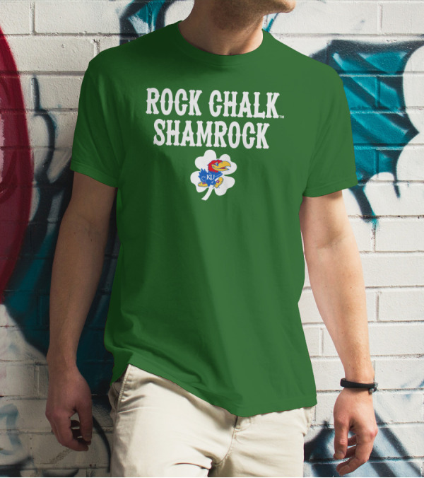 Rock Chalk Shamrock Kansas Jayhawks St Patrick’s Day Green T-Shirt
