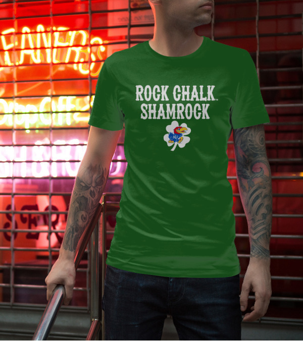 Rock Chalk Shamrock Kansas Jayhawks St Patrick’s Day Green T-Shirt