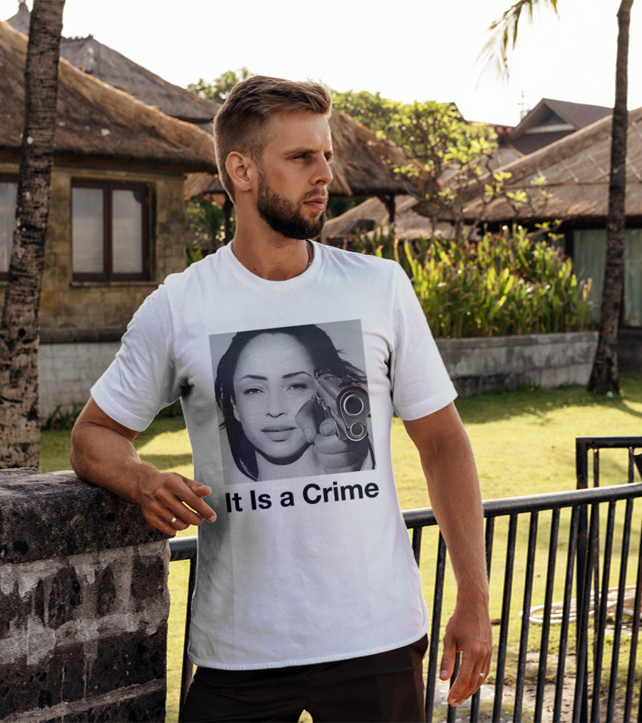 It Is A Crime Portrait Woman Holding Gun T-Shirt