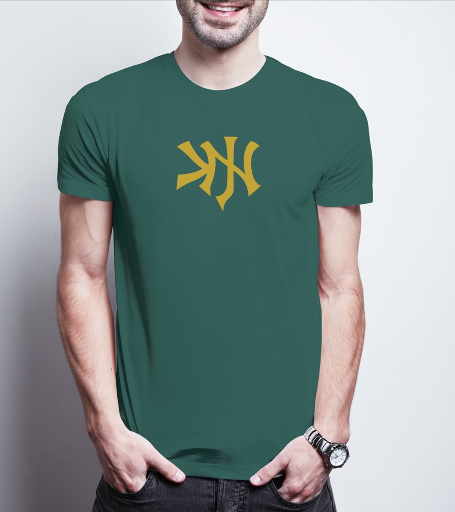 Knj Fanjoy Yankees Logo Green Gold T-Shirt
