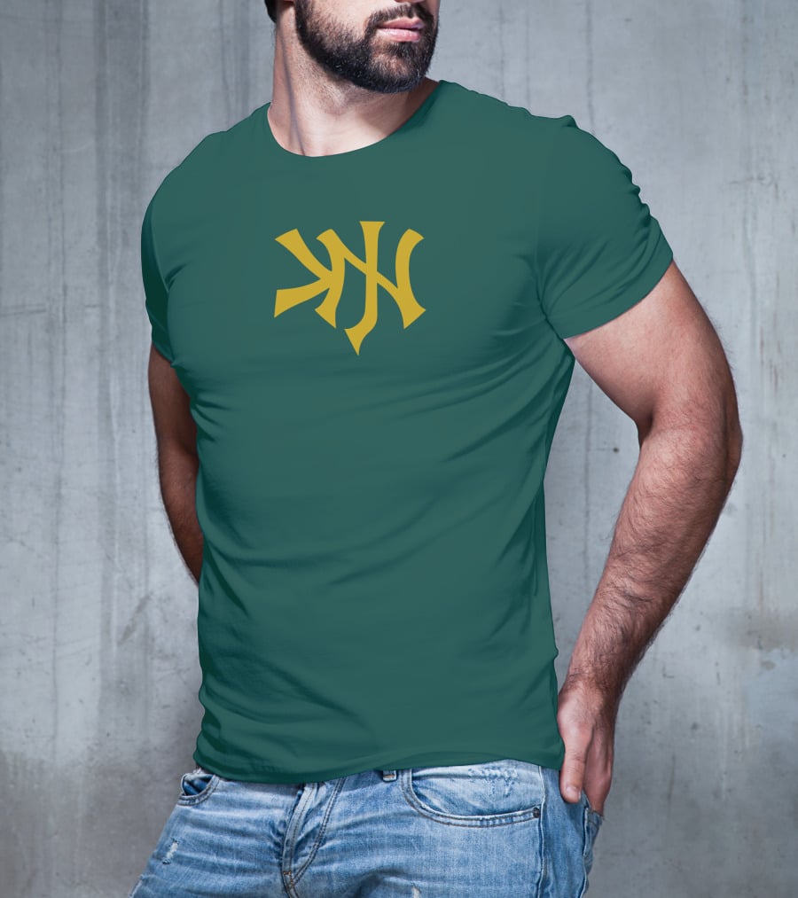 Knj Fanjoy Yankees Logo Green Gold T-Shirt