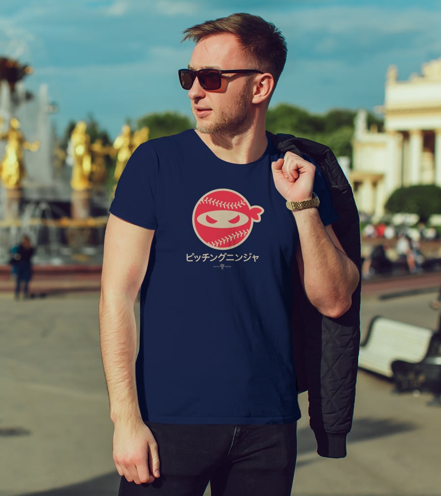 Pitching Ninja Nippon Japanese Baseball Icon Roto Wear T-Shirt