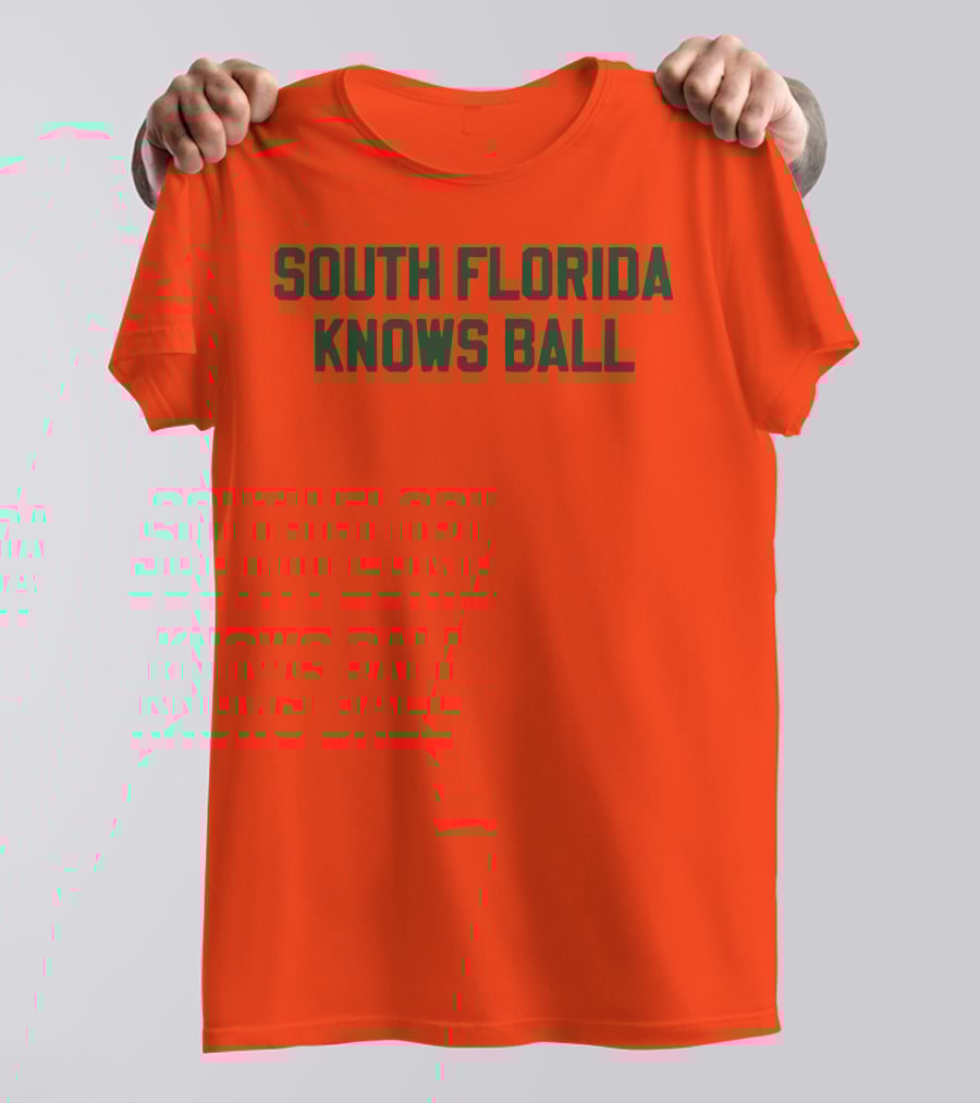 South Florida Knows Ball Bold Green Text On Orange T-Shirt