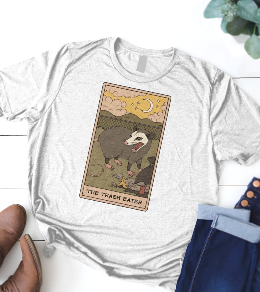 The Trash Eater Tarot Moon And Opossum Card T-Shirt
