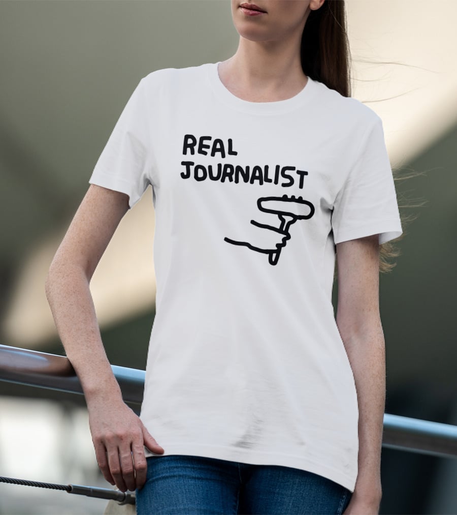 Real Journalist Microphone Holder Sketch T-Shirt