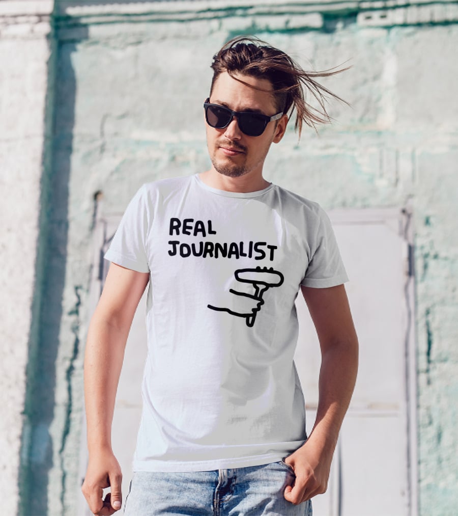 Real Journalist Microphone Holder Sketch T-Shirt