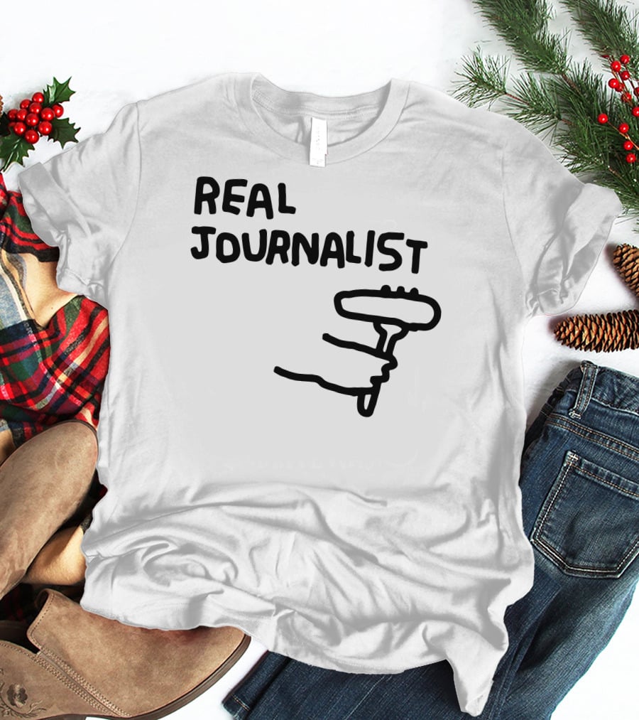 Real Journalist Microphone Holder Sketch T-Shirt